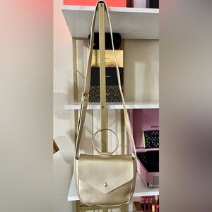 Gold Adjustable Crossbody Women's Bag with Wristlet Accent